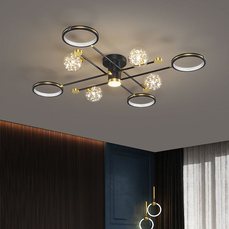Lampe de plafond moderne de globe de lumière affleurante de LED en métal pour la chambre à coucher