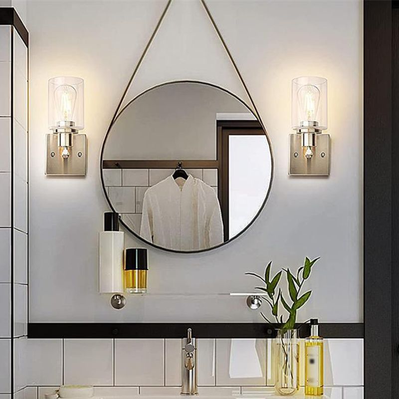 Glass Bath Vanity Lighting Polish Finish Light for Bathroom