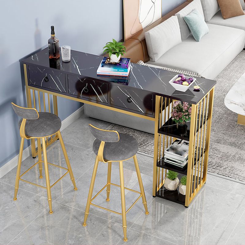 Glam Style Wood Rectangle Bar Height Pub Table for Living Room