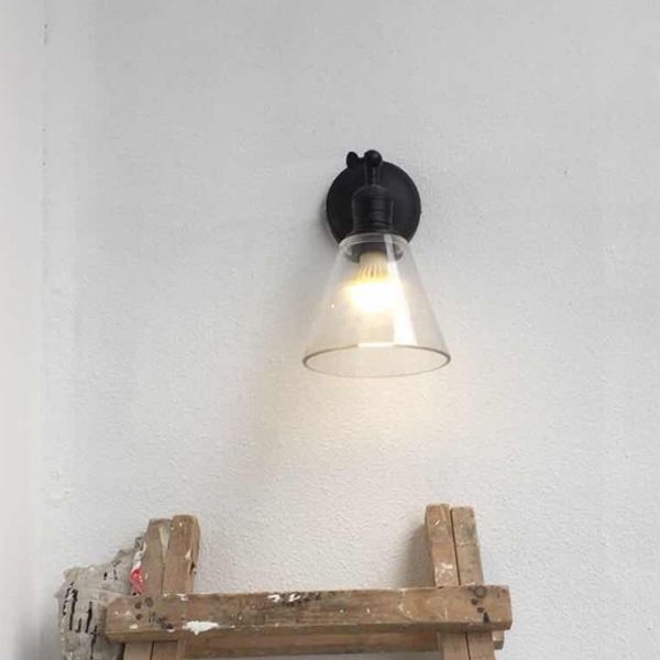 Glass Geometric Shade Wall Lighting Industrial Style 1 Light Wall Mounted Light Fixture