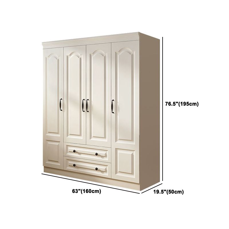 Contemporary White Wardrobe Cabinet Engineered Wood Storage Cabinet