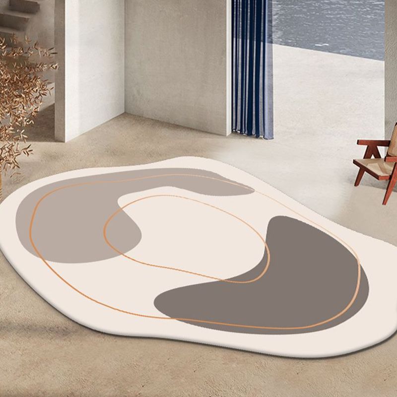 Contemporary Indoor Room Carpet Orange Abstract Indoor Rug Polyester Washable Indoor Rug