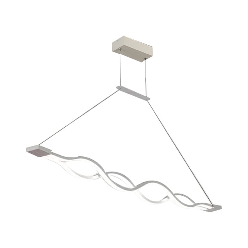 Linear Island Lighting Contemporary Metal Chandelier Light in White