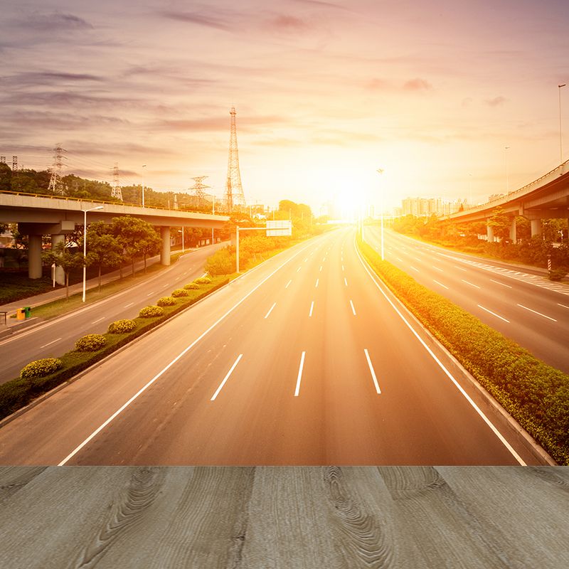 Photography Highway Wall Mural for Living Room, Light Color, Custom Size Available