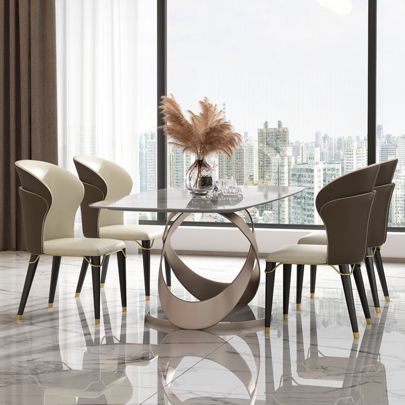 Nordic Sintered Stone Top Dining Set Rectangle 1/4/5/6/7 Pieces Dining Table Set