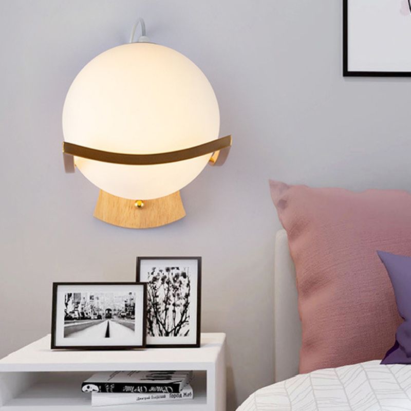 Nordic Postmodern Ball Single Head Glass Led White Wall Lamp