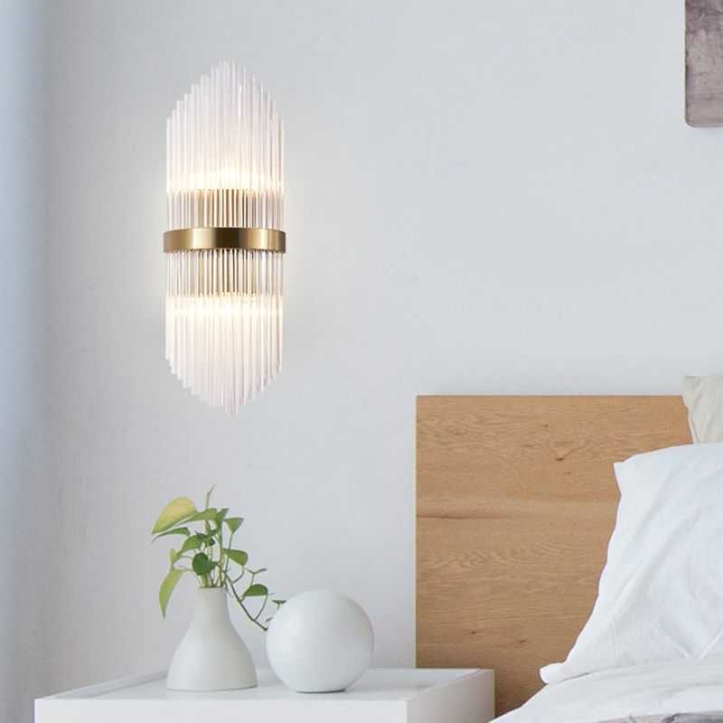 2-Light Golden Contemporary Crystal Unique Shaded Bathroom Vanity Light