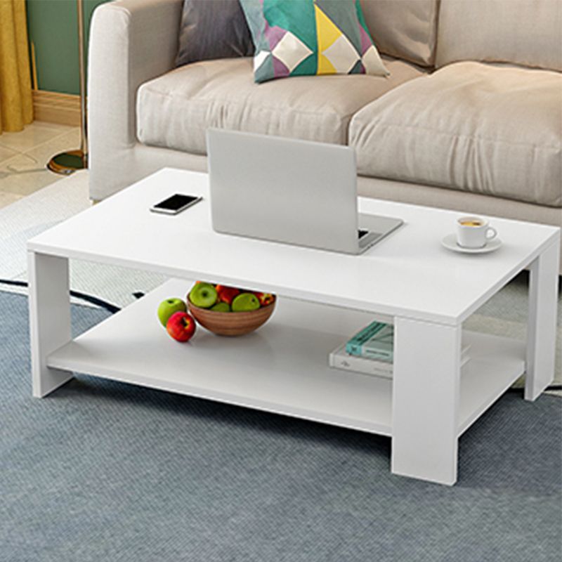 4 Legs Base Design with Storage Rack Wood-based Craft Rectangular Coffee Table