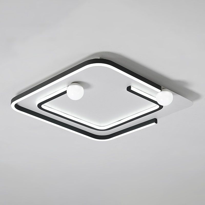 Plafoniera moderna da incasso a LED in metallo con linea geometrica nera per camera da letto