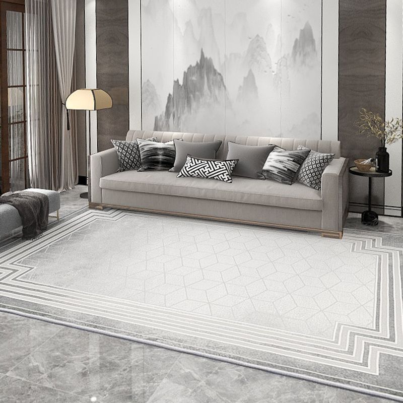 Light Grey Modern Rug Polyester Graphic Area Rug Washable Rug for Home Decoration