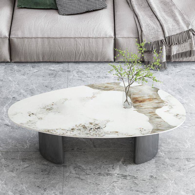 15"H Glam Coffee Table Slate Single White Coffee Cocktail Table