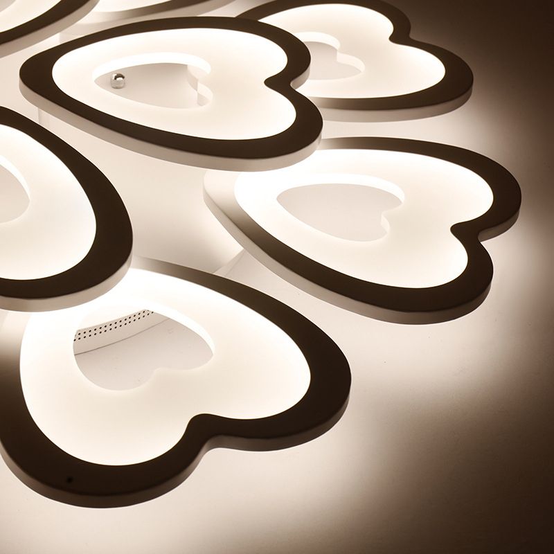 Heart Semi Flush Mount Light Fixture Simplicity Acrylic Ceiling Mount Chandelier for Bedroom