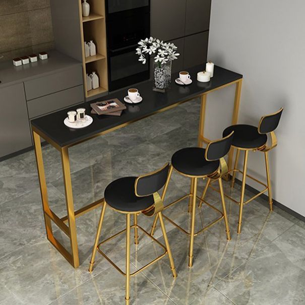 Table à manger en marbre et bar en bois avec table rectangle Table à chevalets en haut - 41,3 "H