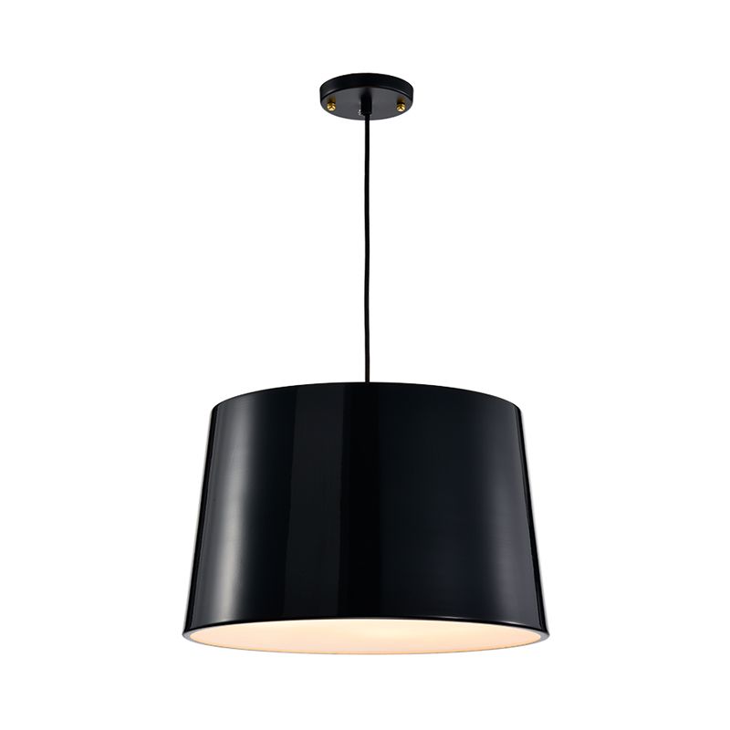 Contemporary 1 Bulb Hanging Lighting Black/White Drum Ceiling Pendant Light with Metal Shade