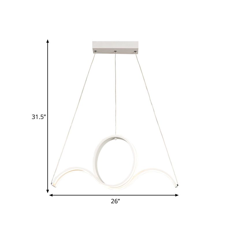 Twending acryl slinger licht Minimalistische LED Witte hanger Kroonluchter in warm/wit licht voor eetkamer