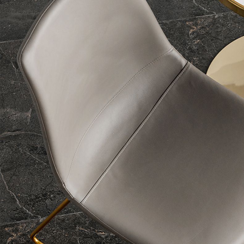 Scandinavian Design Solid Back Armless Dining Chairs Leather Dining Chairs