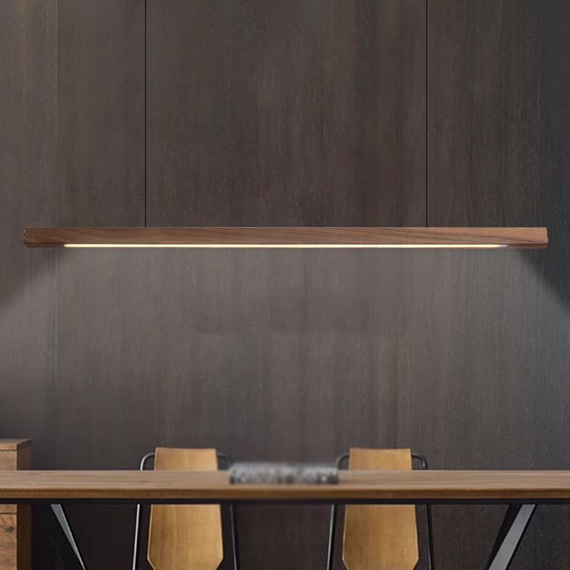 Nordic Style Strip Shape Island Light Wood LED Island Light for Living Room