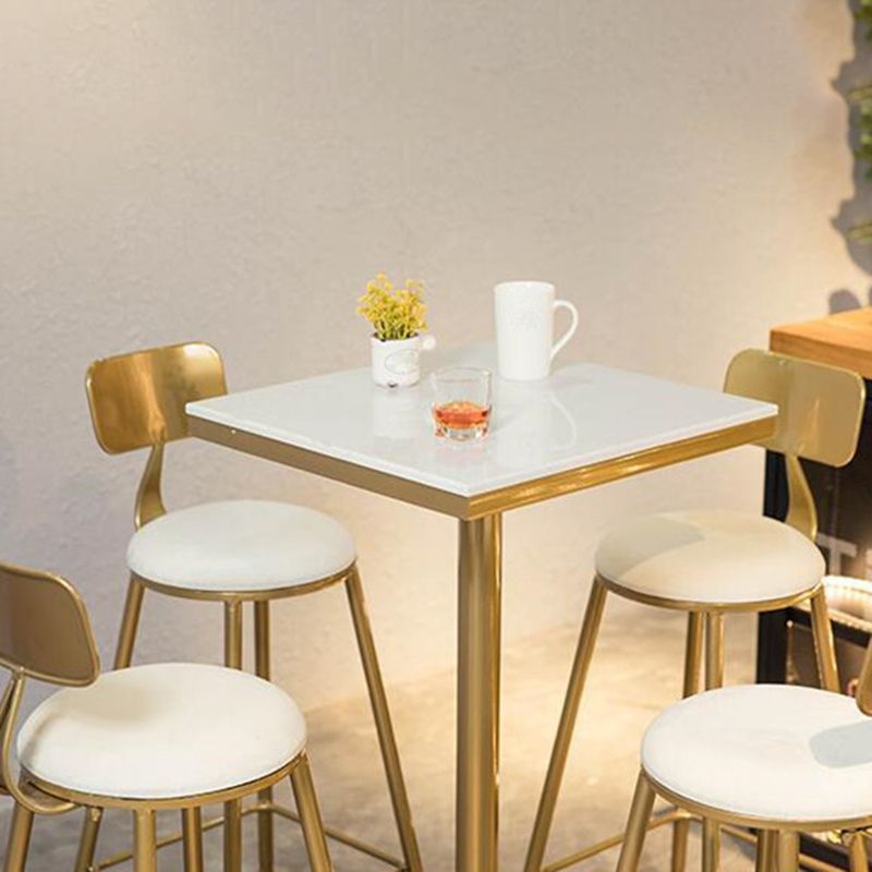 Nordic Style Backrest Counter Stool Iron Cafe Bar Stool with Cushion and Pedal