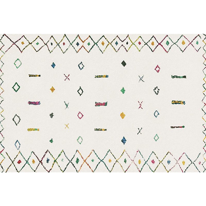 Retro Tribal Pattern Rug Light Grey Polyester Washable Pet Friendly Anti-Slip Carpet for Living Room