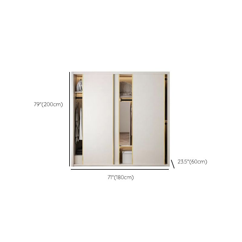 Engineered Wood Wardrobe Cabinet Modern Style Wardrobe Closet with Mirror