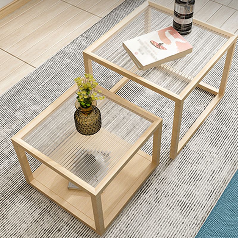 Scandinavian Solid Wood Square Coffee Cocktail Table in Natural