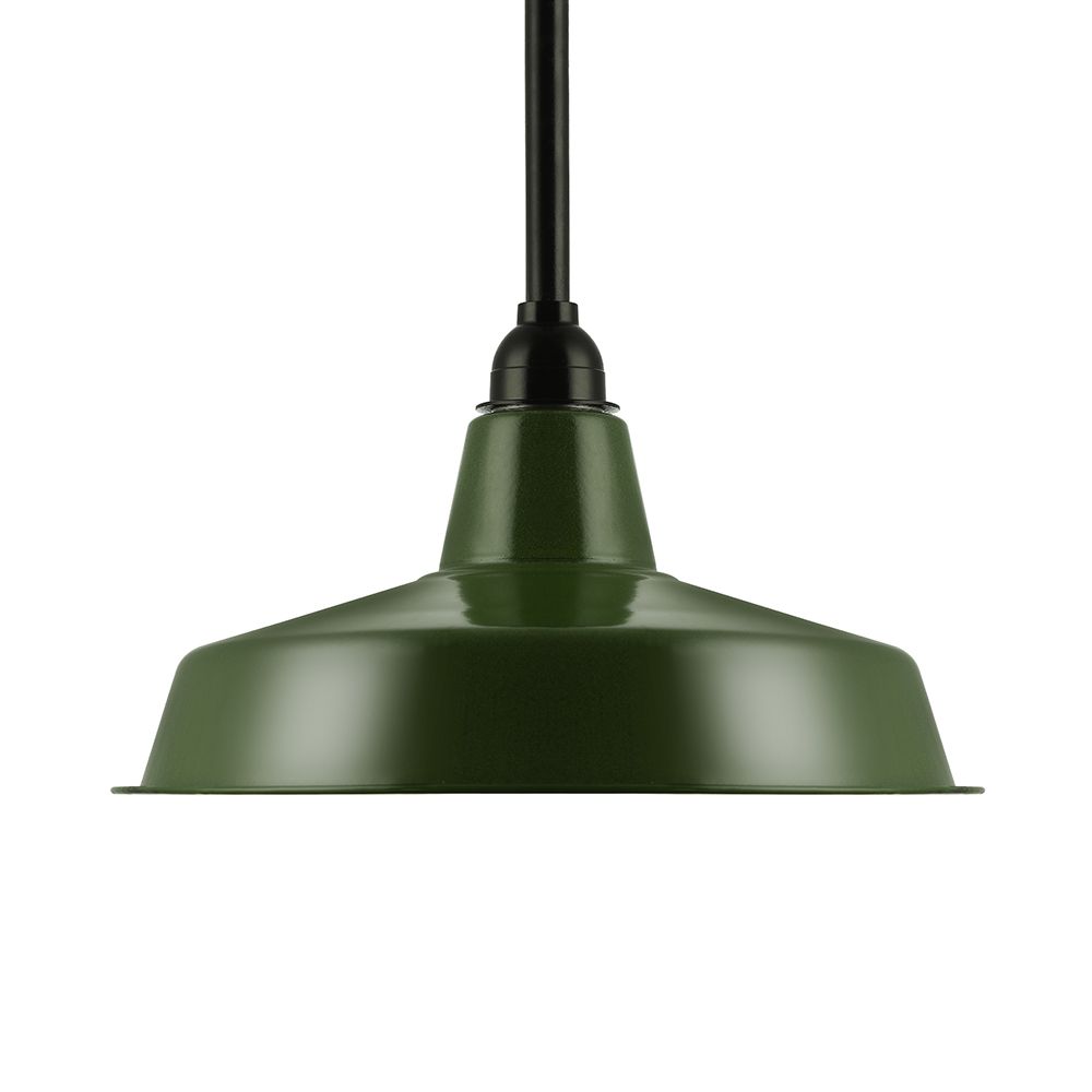 Green Barn Shade Ceiling Pendant Vintage Style Metal 1 Head Living Room Ceiling Fixture with Cord/Downrods