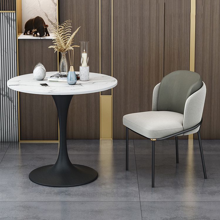 Round Dining Table Set with Padded Chairs 1/4/5 Pieces Faux Marble Dining Set for Home