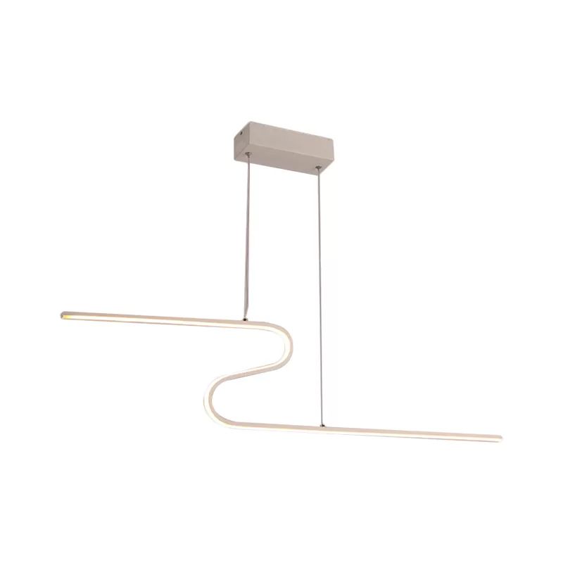 Minimal en forme de Z île linéaire Light Light Metallic Dining Salle LED suspension suspendue en lumière chaude / blanche, noir / blanc