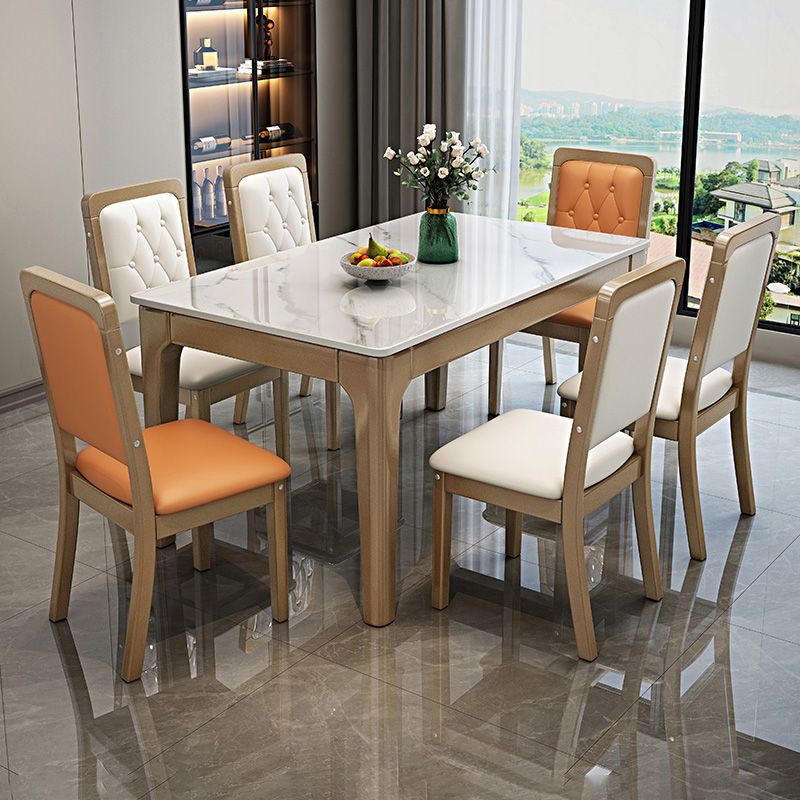 Contemporary Wood Dining Armless Chair Open Back Dining Side Chair