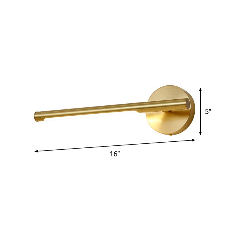 Gold Rod Wall Lamp Minimalist Metal 16"/25" Long LED Vanity Sconce Light with Acrylic Diffuser