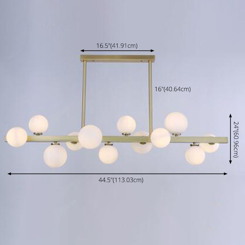 Light de plafond sphérique d'île sphérique d'île Gold linéaire moderne pour table