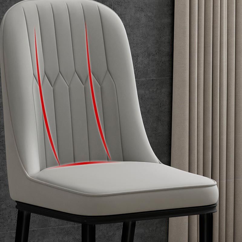 Glam Faux Leather Dining Chair Parsons Chair with 4 Legs in Matte Finish for Home