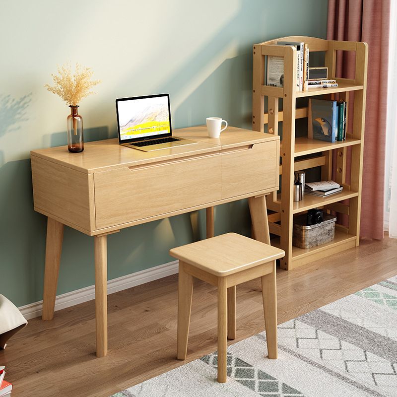 Solid Wood Make-up Vanity Bedroom Flip-Top Dressing Table with Mirror