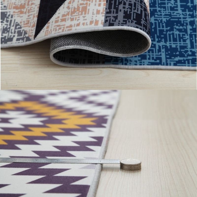 Light Gray Modern Area Rug Polyester Geometric Patterns Rug Washable Rug for Home Decor