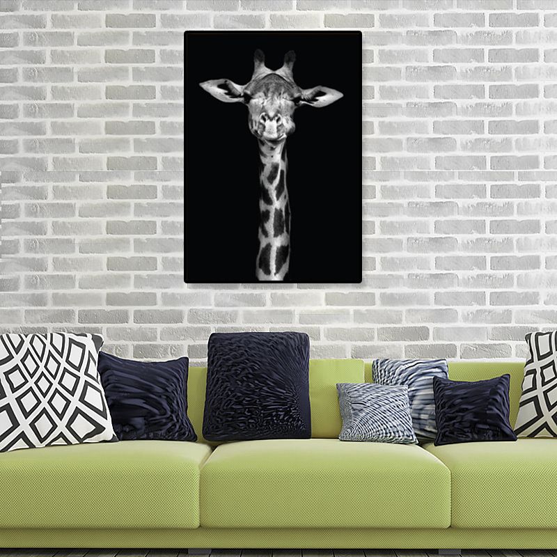 Photographs Modern Style Canvas Art with Wild Animal Pattern in Dark Color for Home