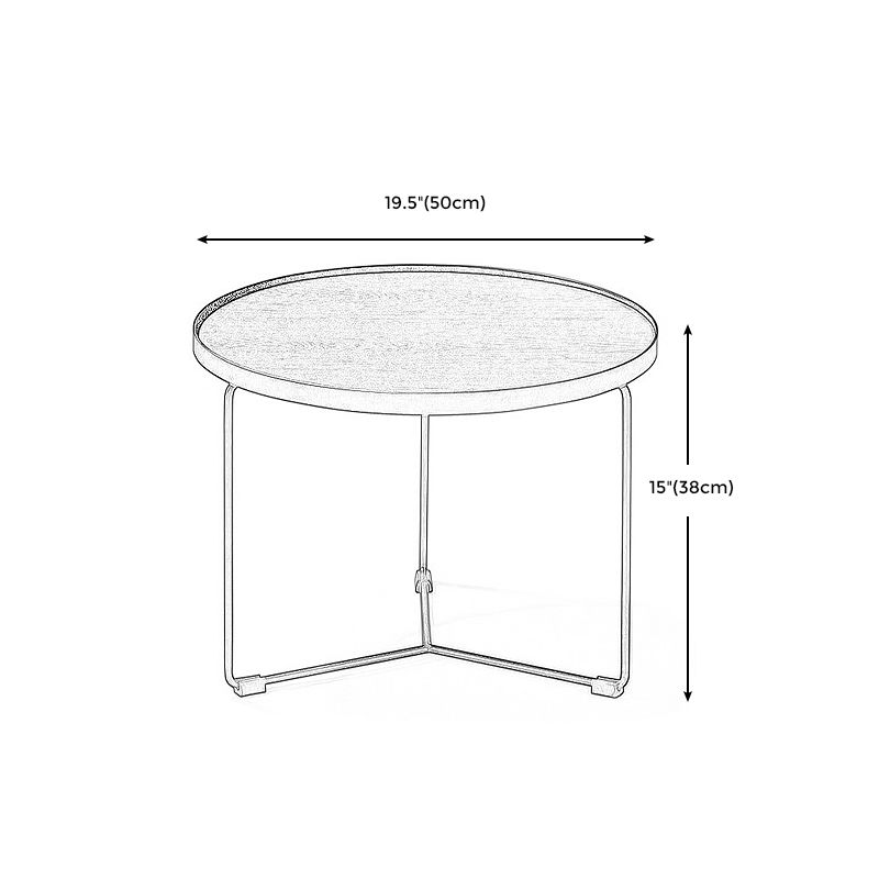 Modern Style Slate/wood Top Metal Iron Base Round Coffee Table