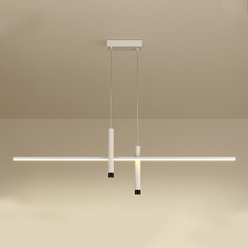 Zeitgenössische lineare Inselanhänger Lichter Metal 3 Light Island Leuchten