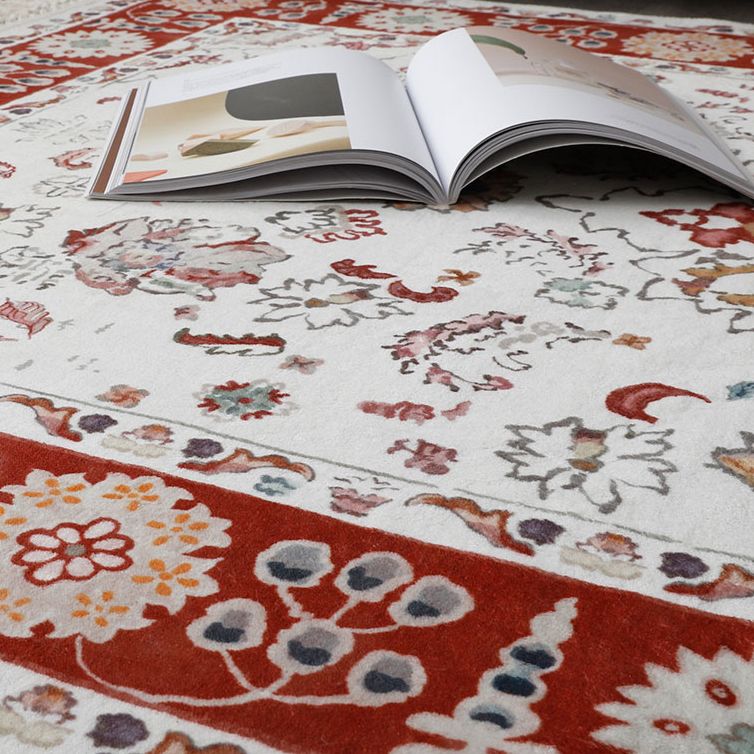 Bohemian Medallion Print Carpet Polyester Fringe Area Rug Pet Friendly Indoor Carpet for Living Room