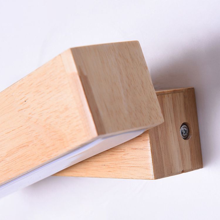 Simple Style Rotating Sconce Light Fixtures Led Wood Wall Lamp for Bedroom Living Room