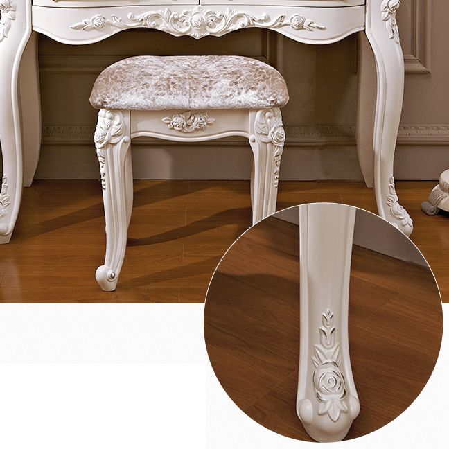 4 Drawers White/Blak/ /Golden MakeupTable Stool Set, 18.89" W x 63.77" H