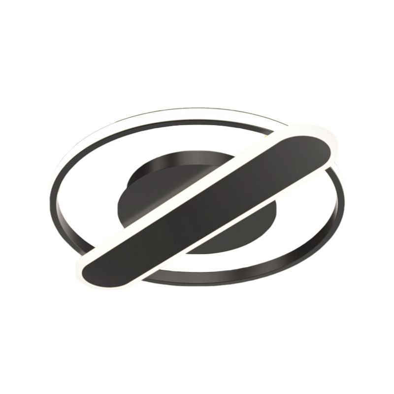 Lampada da soffitto sottile acrilico del ciclo LED moderna nero/bianco/oro del montaggio a incasso con Oblong Cross Bar, 16,5 "/20,5" larghezza