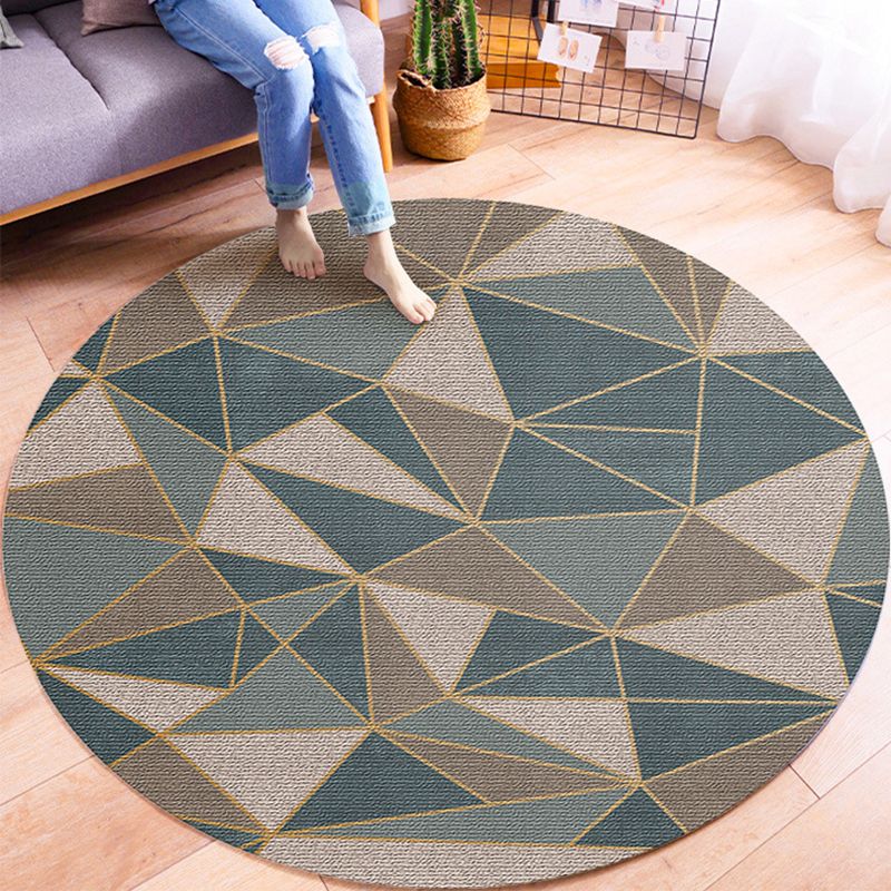 Multi-colour moderne ronde tapijt trendy geometrie patroon gebied tapijt polyester polyester gemakkelijke verzorging niet-slip achterste tapijt voor woningdecoratie