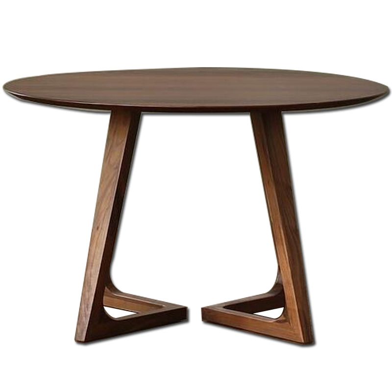 Round Brown Base Dining Table Modern Wood Table for Dining Room