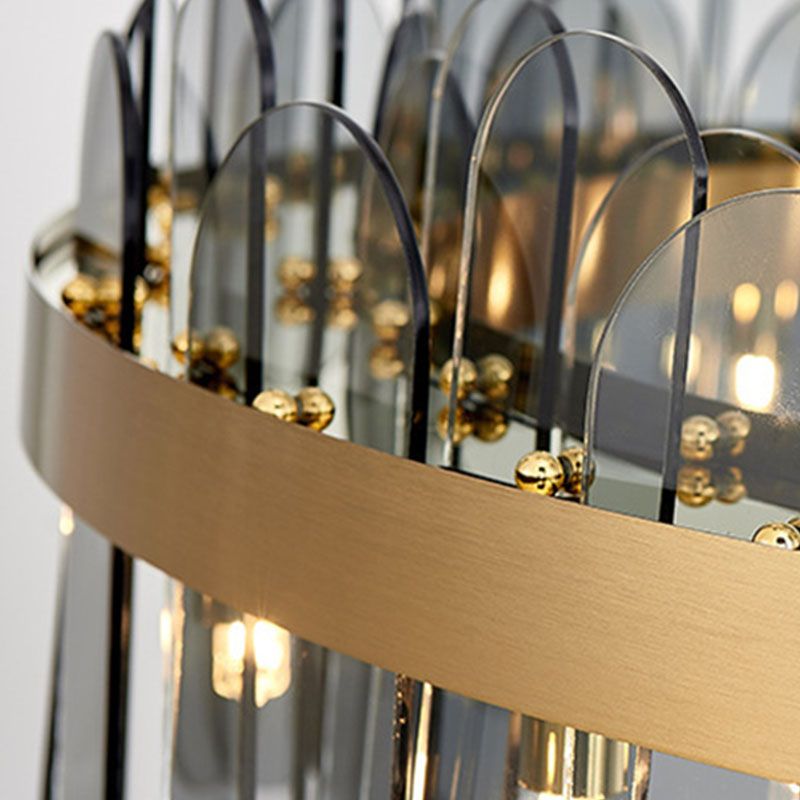 Drum Chandelier Light Fixture Vintage Glass Pendant Lighting for Restaurant