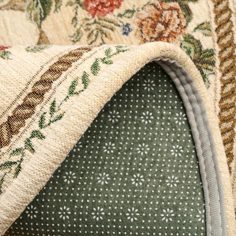 Teppich mit klassischem Pfingstrosen-Druck, mehrfarbig, Vintage-Teppich, Baumwolle, haustierfreundlich, rutschfest, maschinenwaschbar, Teppich für Schlafzimmer