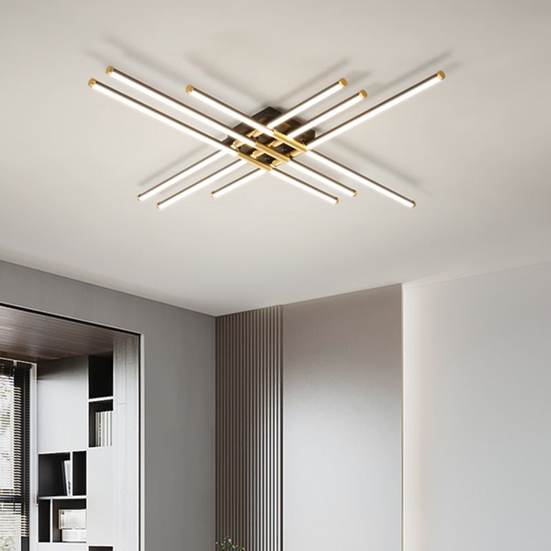 New Modern Linear Sputnik Flush Mount Ceiling Light Aluminum Living Room Flush Light