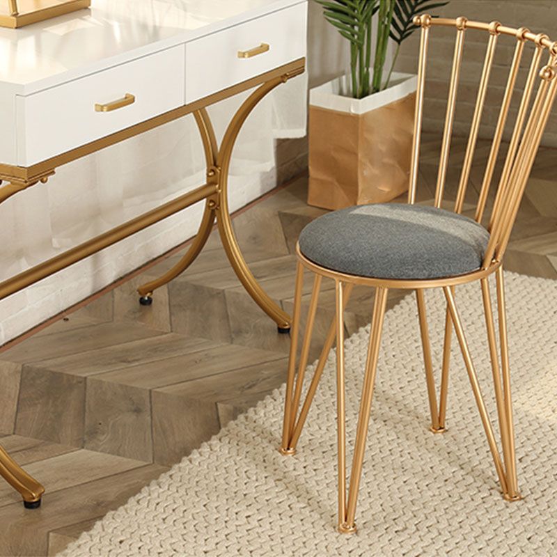 Contemporary Metal Dining Room Chairs Slat Back Dining Chair in Gold