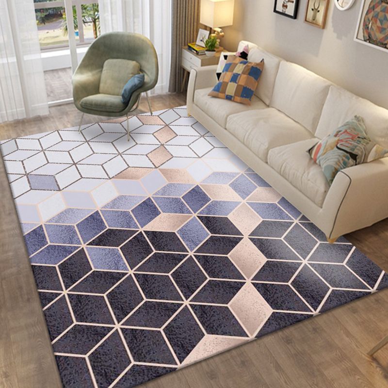 Brown Modern Indoor Rug Polyester Geometric Rug Non-Slip Backing Rug for Home Decoration
