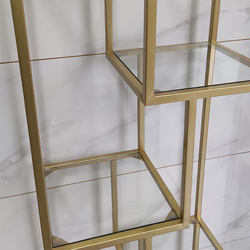 Gold and Black Vertical Shelf Bookcase Metal Home Open Book Shelf with Shelves