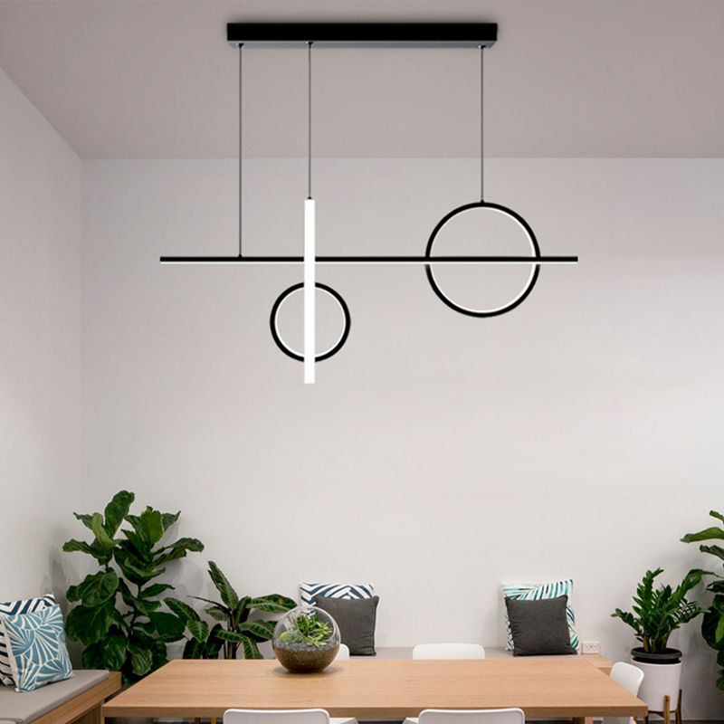 Modernism 4-Light Golden/Black Ceiling Light Metal Island Lighting for Dining Room